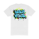 Pure Degen Vibes Hand Drawn Graffiti T-shirt - Light Blue