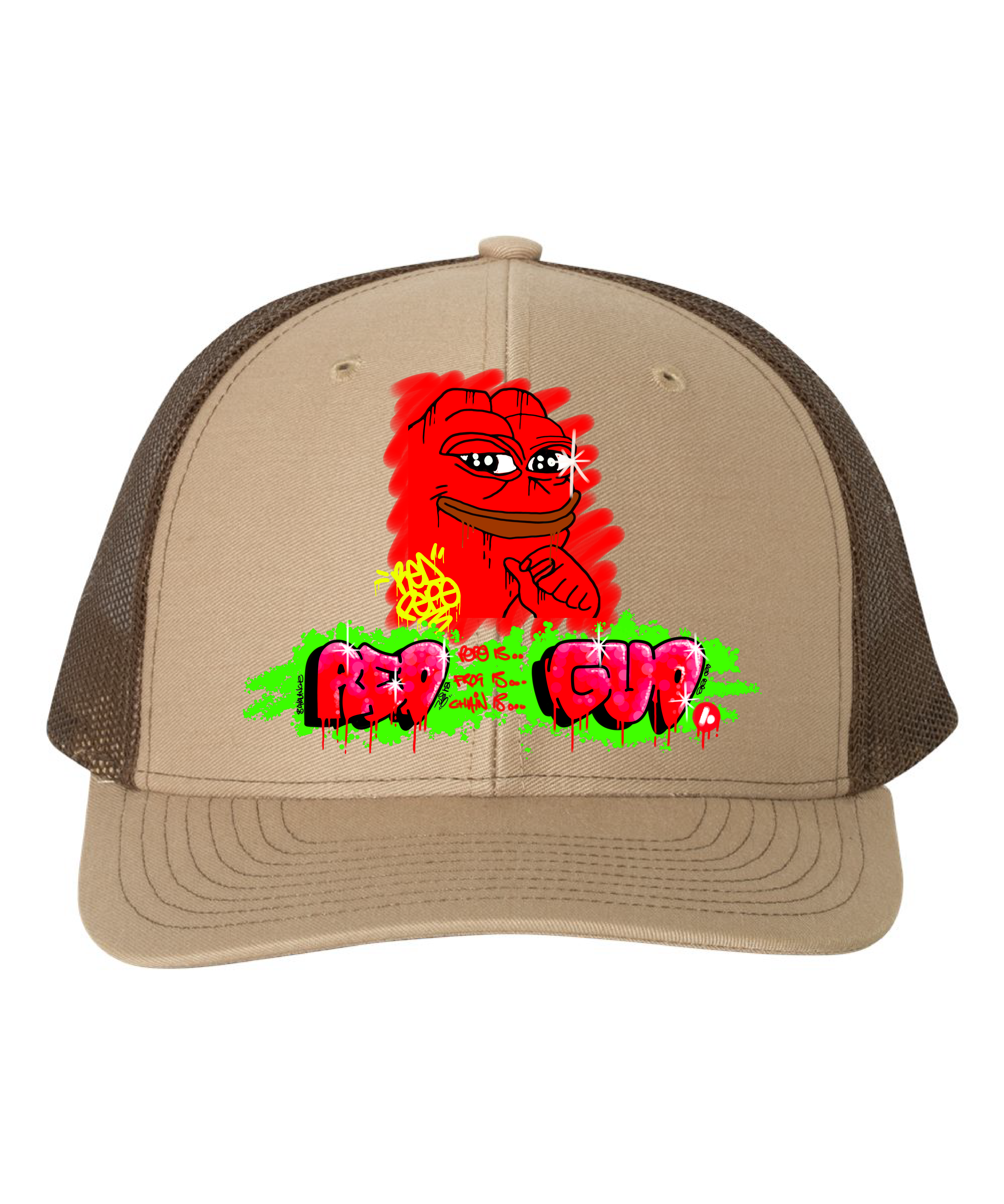 Red Pepe Gud Graffiti Snapback Cap