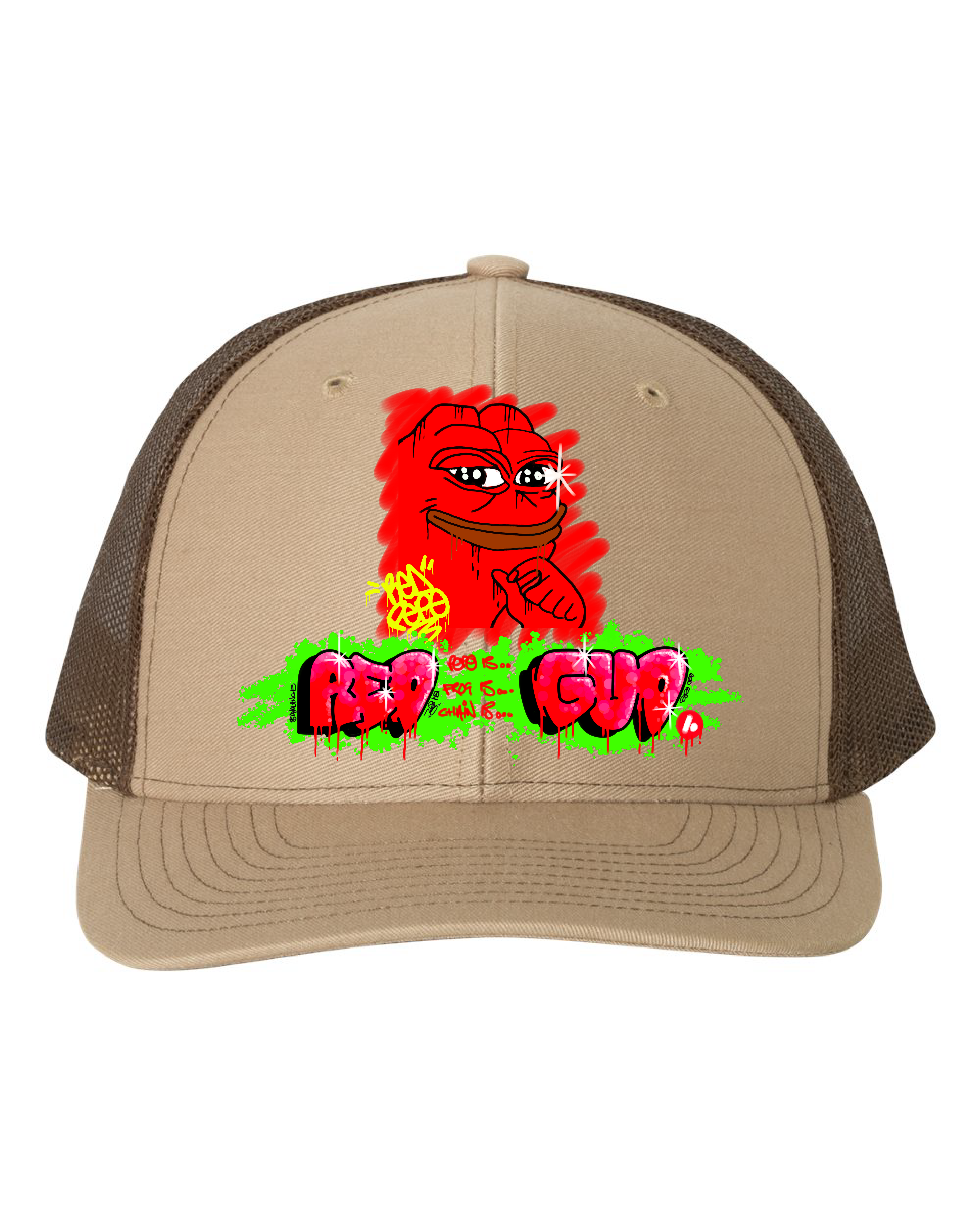 Red Pepe Gud Graffiti Snapback Cap