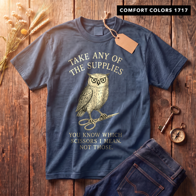 Take Any of the Supplies Funny Teacher Shirt | Scissors Owl Tee