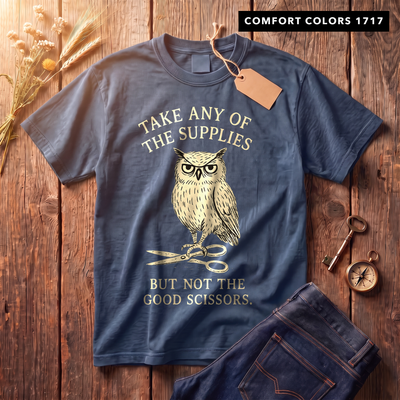 Take Any of the Supplies Funny Teacher Shirt | Scissors Owl Tee