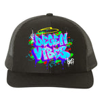 Pure Degen Vibes Hand Drawn Graffiti Light Blue - Black Snapback Cap