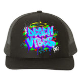 Pure Degen Vibes Hand Drawn Graffiti Light Blue - Black Snapback Cap