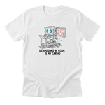 Debugging AI Code Is My Cardio Tee white mockup