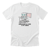 Debugging AI Code Is My Cardio Tee white mockup