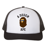 A Degen Ape Crypto Snapback Trucker Cap