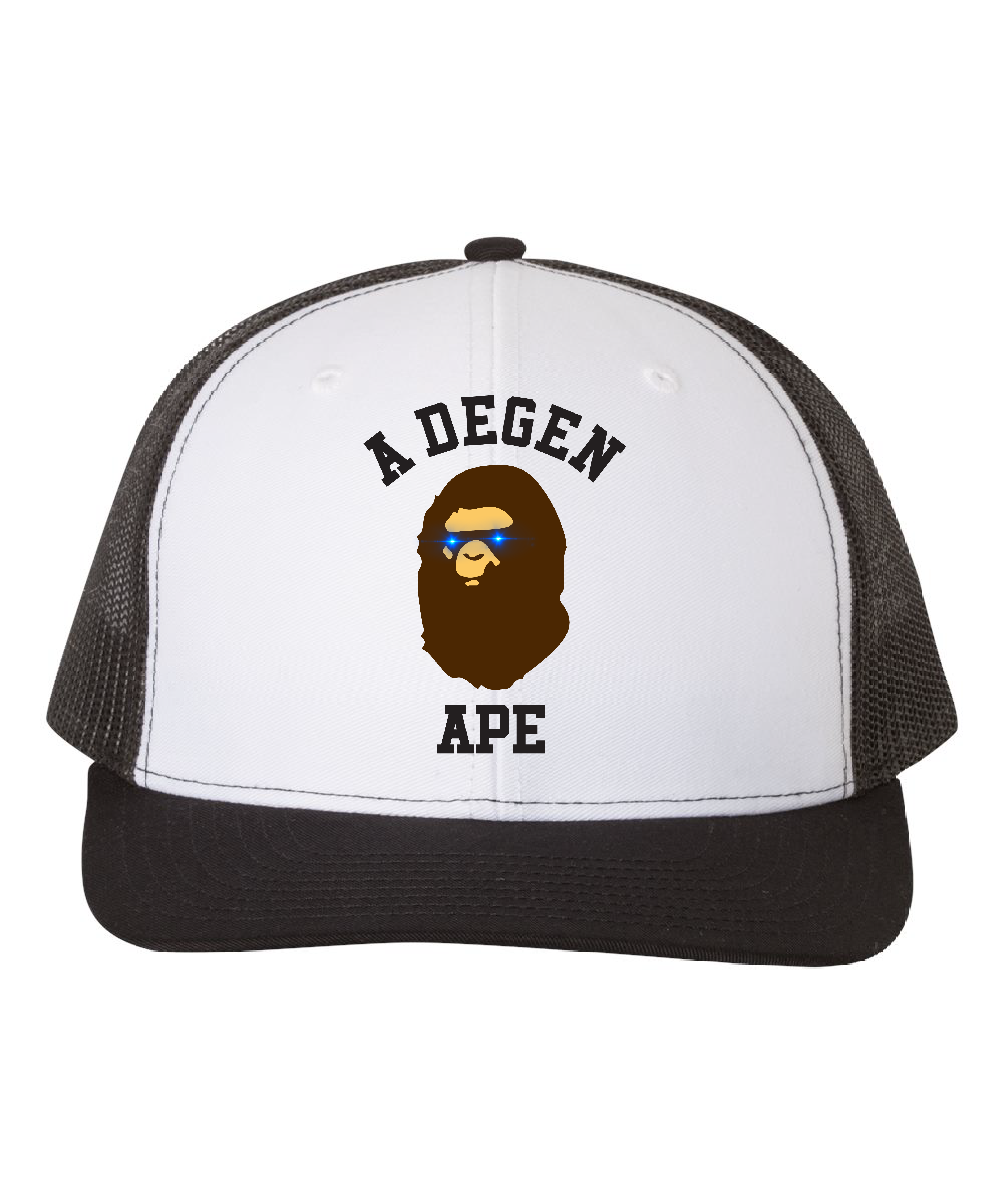 A Degen Ape Crypto Snapback Trucker Cap
