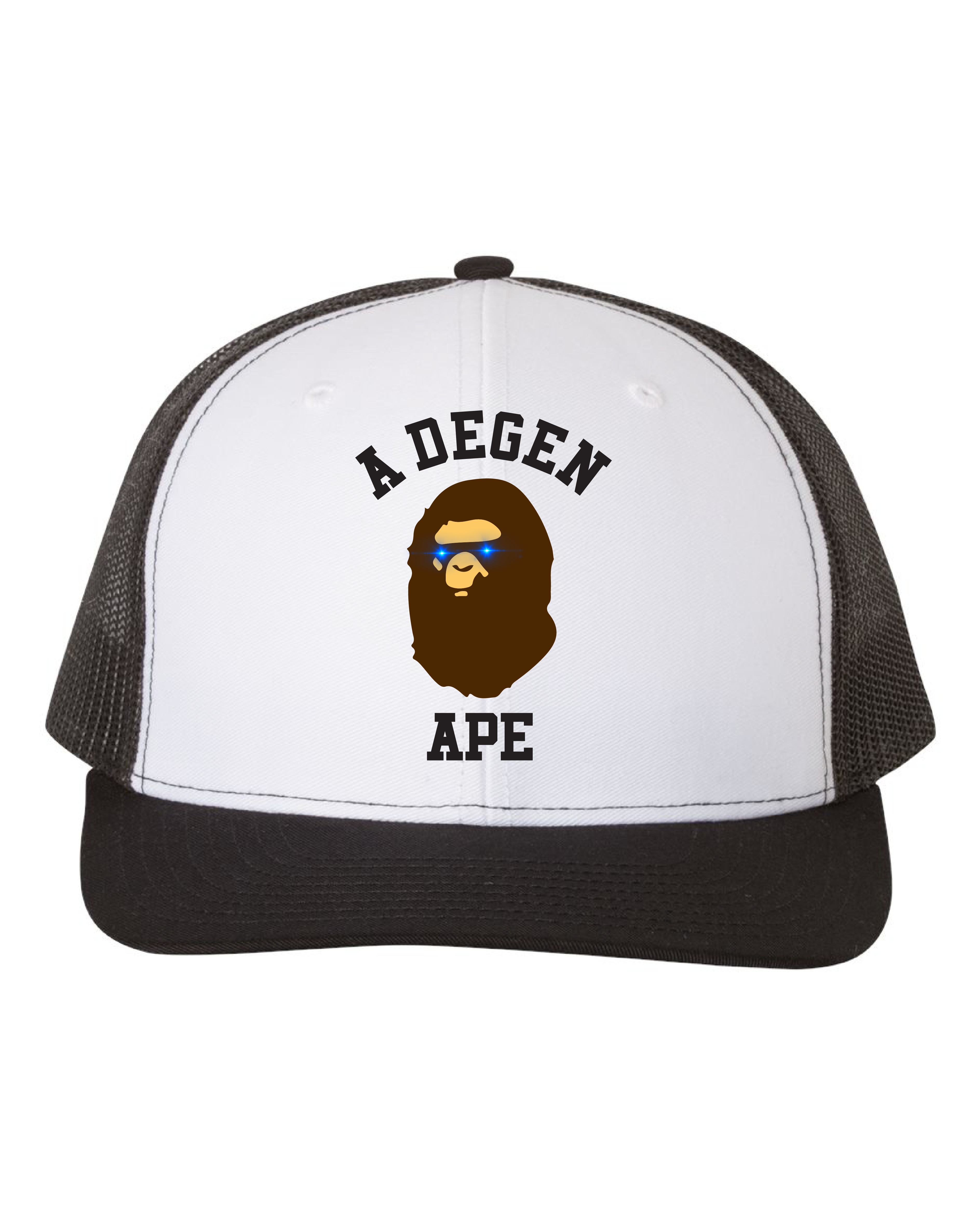 A Degen Ape Crypto Snapback Trucker Cap
