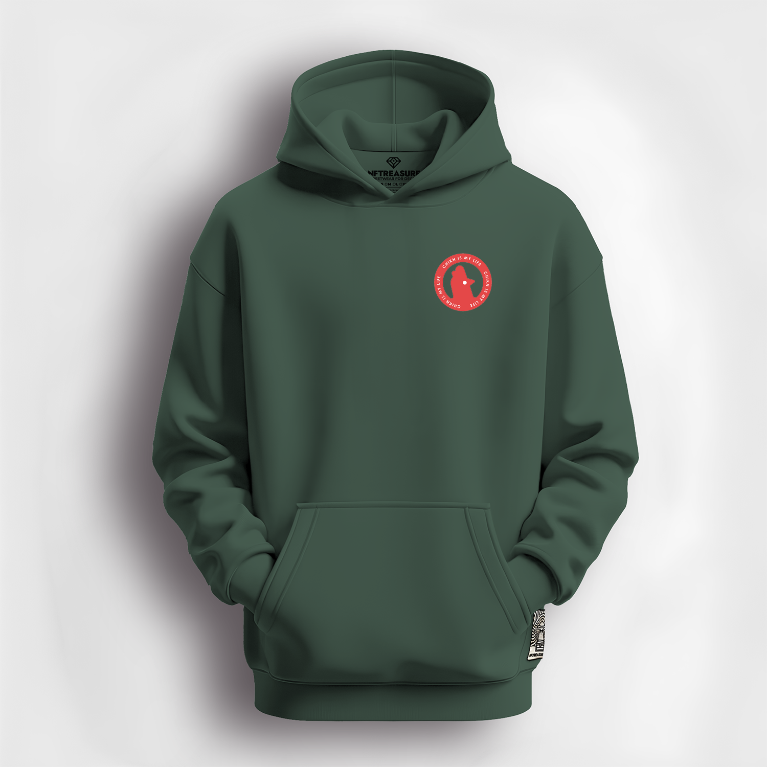 Green-Hoodie-ChiknIsLife-Front