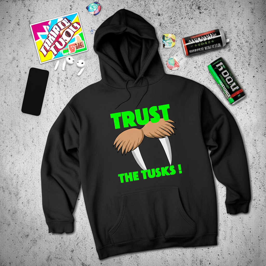 hefe-trust-the-tusk-crop-hoodie lifestyle mockup
