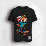 Red panda with bitcoin logo