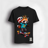 Red panda with bitcoin logo