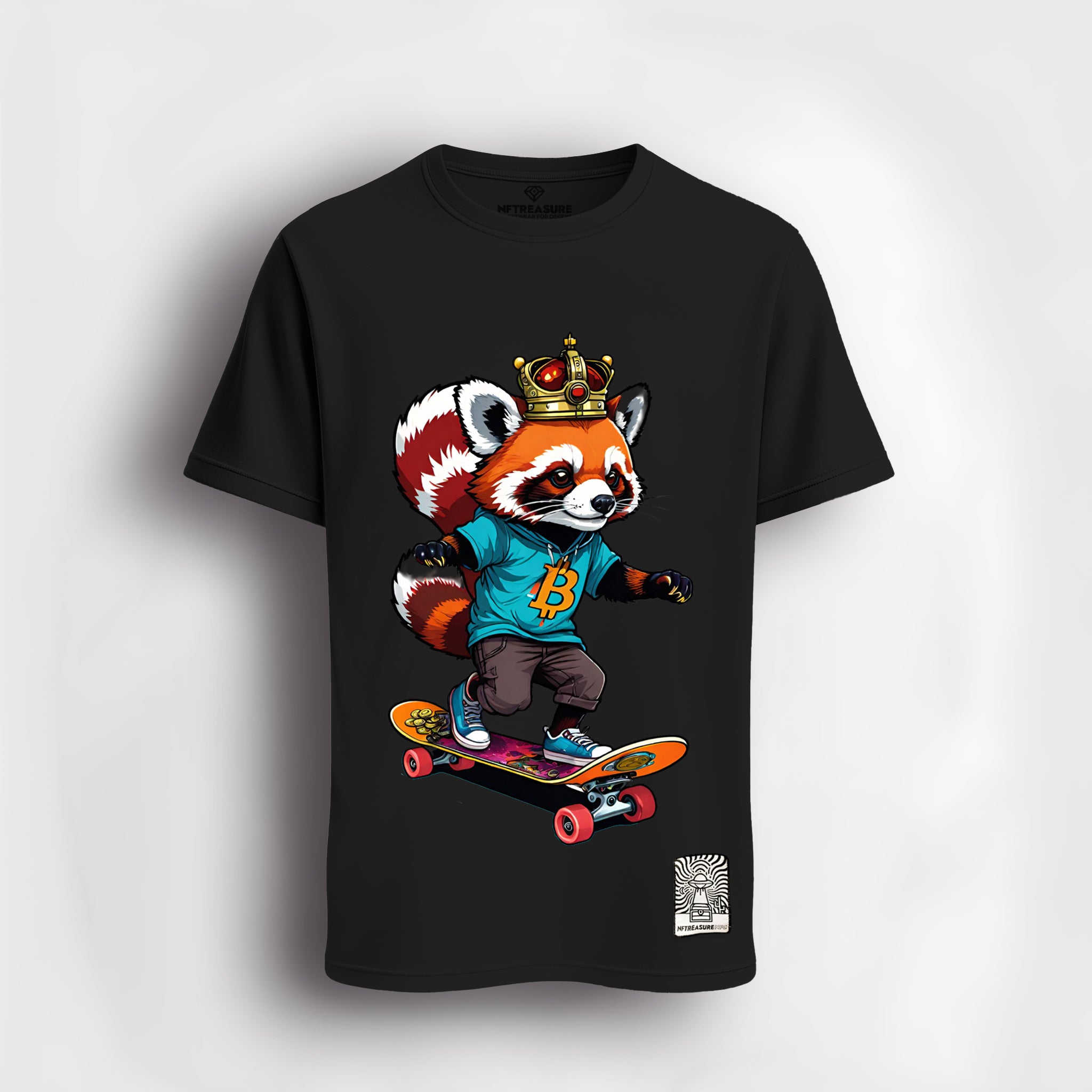 Red panda with bitcoin logo