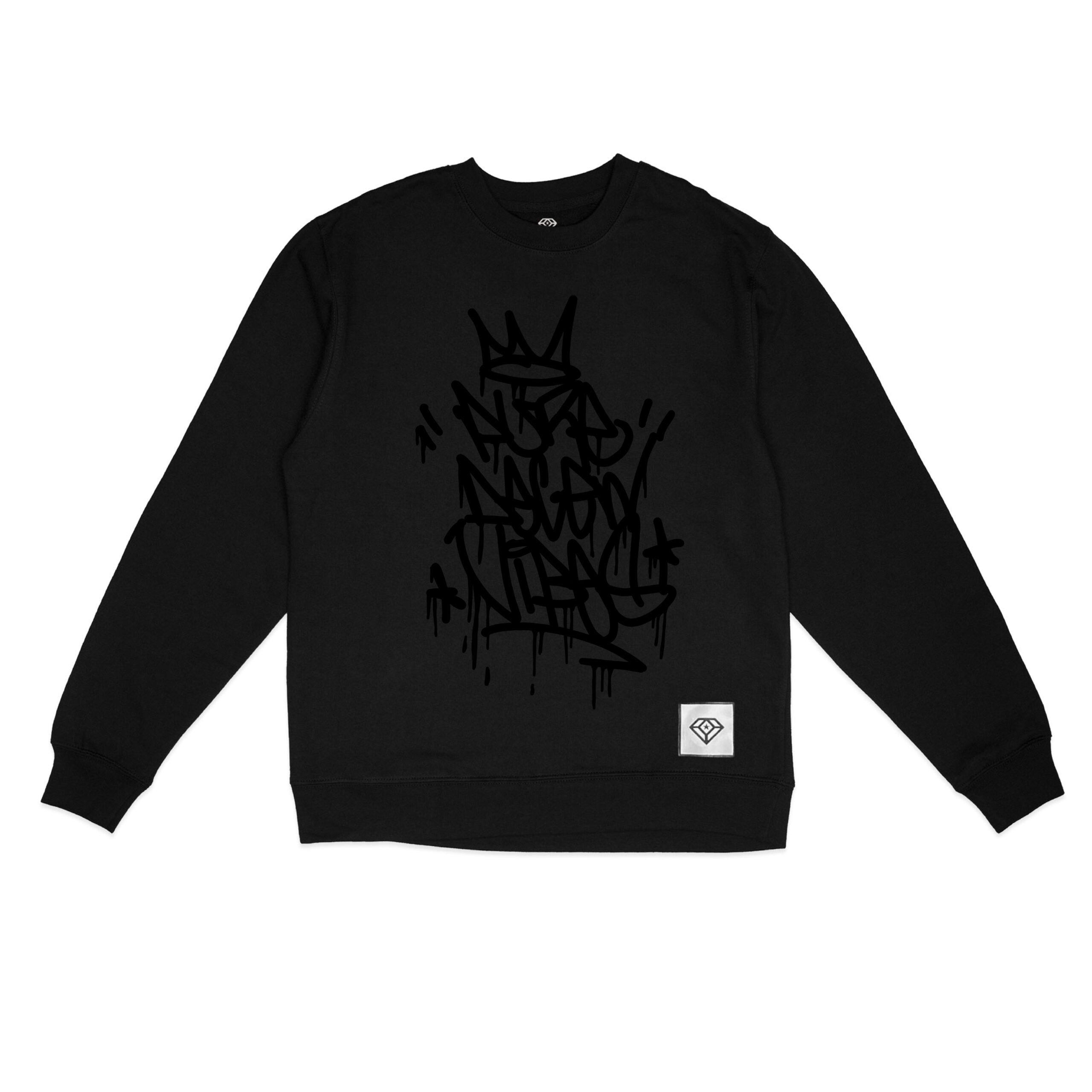 Pure Degen Tag style Graffiti Sweatshirt Blackout Design