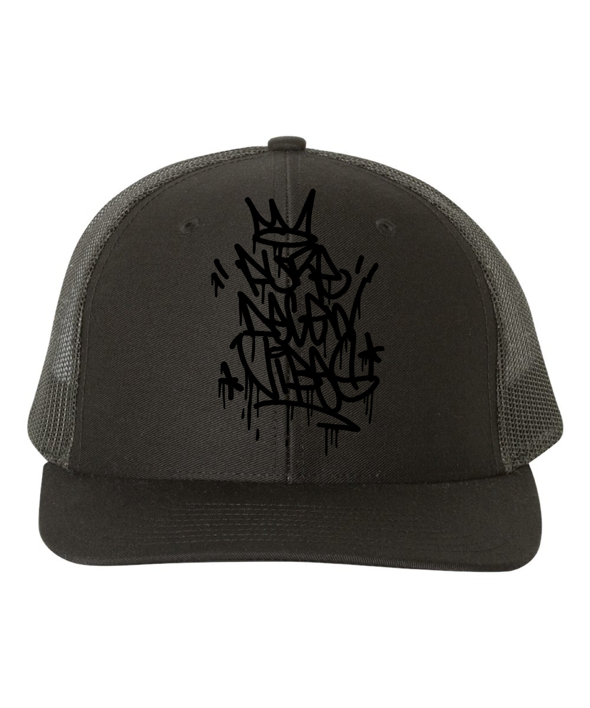 Pure Degen Tag style Graffiti Snapback Cap Blackout