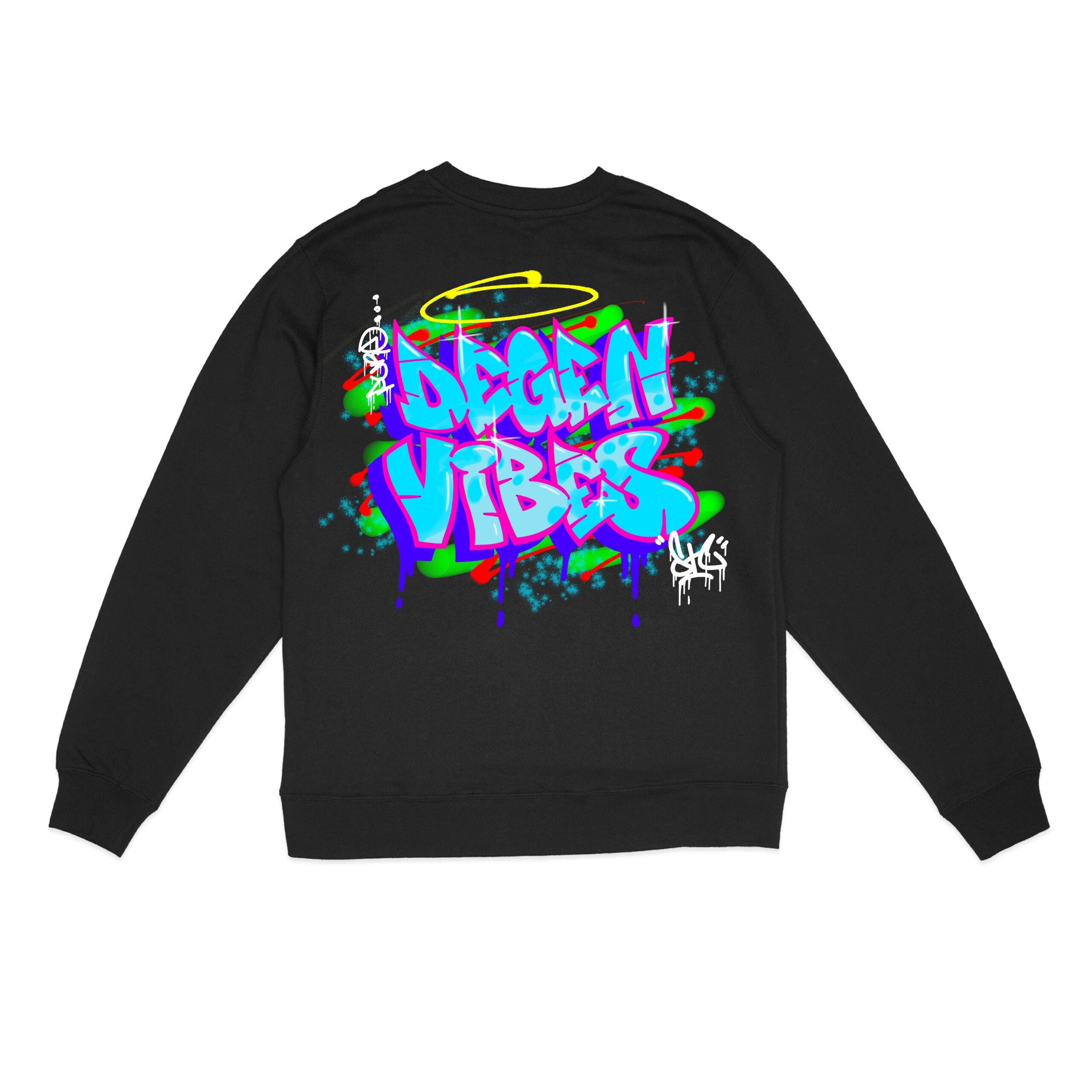 Pure Degen Vibes Hand Drawn Graffiti Sweatshirt - Light Blue