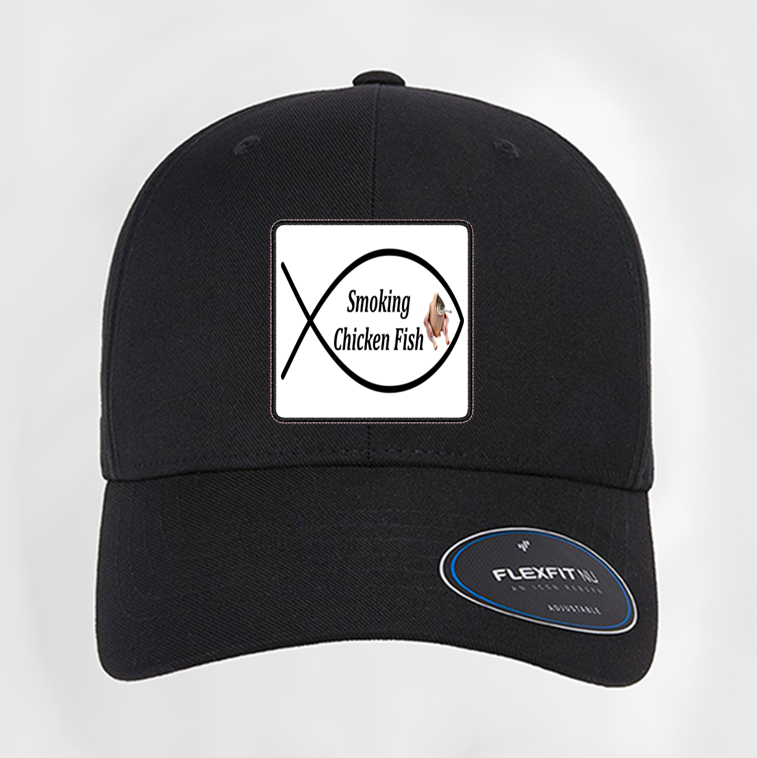 Smoking Chicken Fish Curved Patch Hat