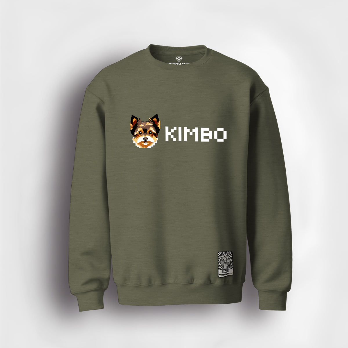 Kimbo-Logo-Army-Heather-Sweater-NFTreasure-Front