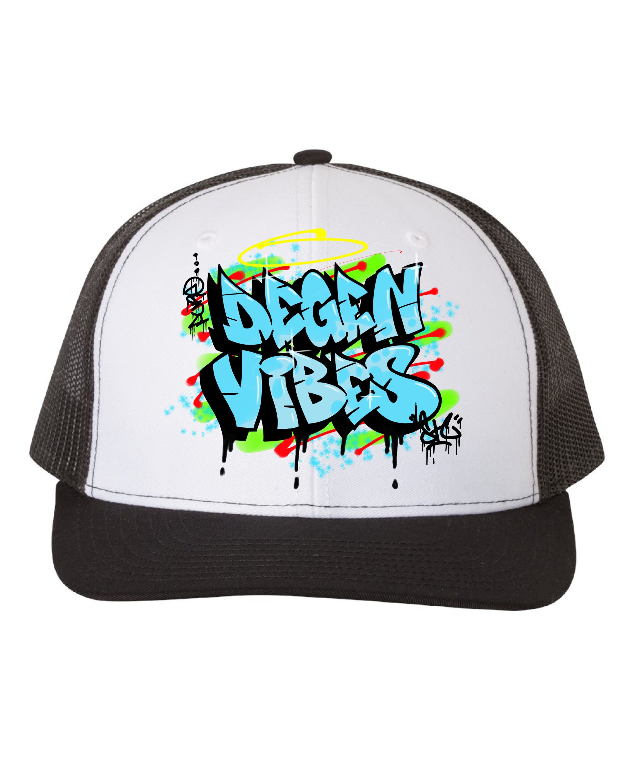 Pure Degen Vibes Hand Drawn Graffiti Light Blue - White Snapback Cap