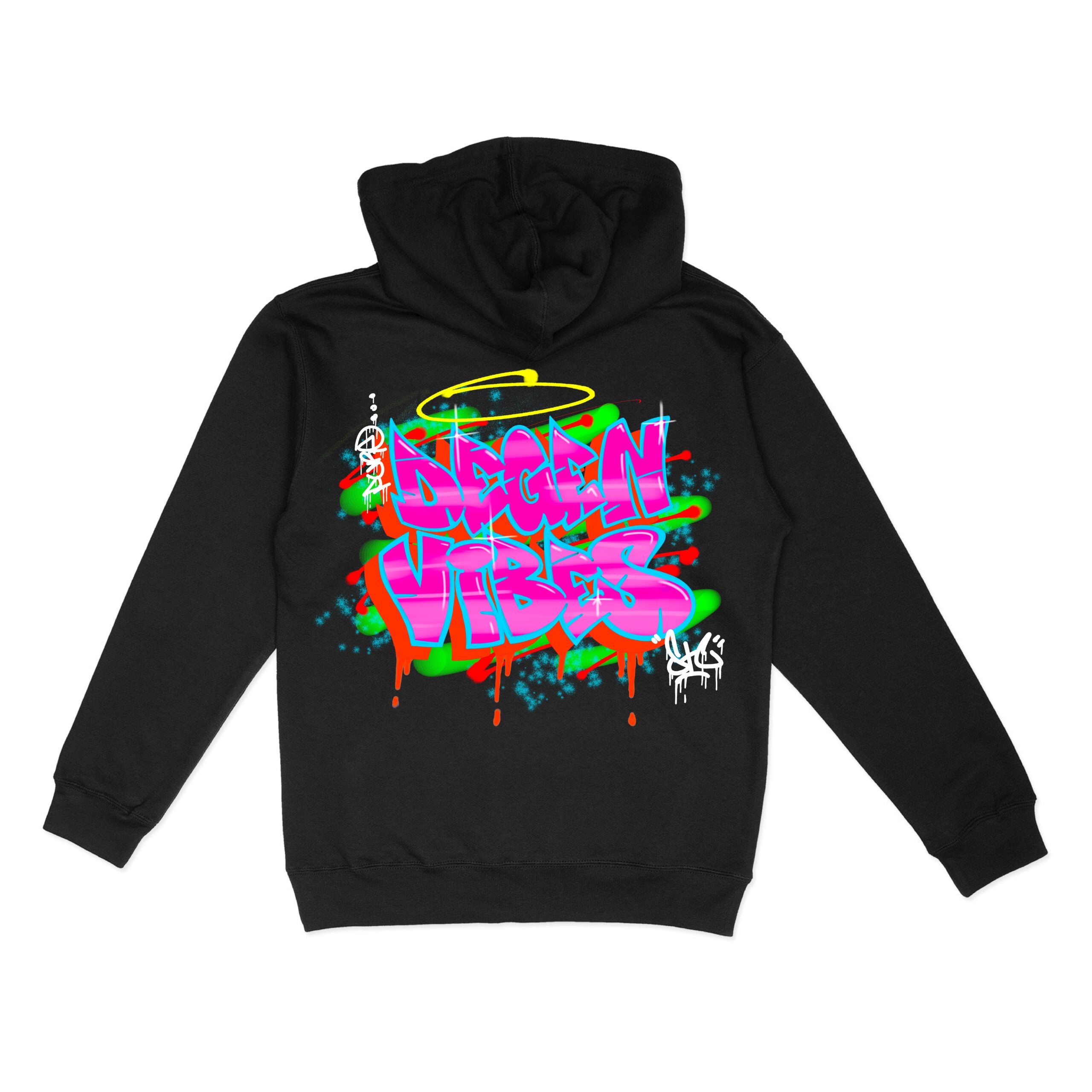 Pure Degen Vibes Hand Drawn Graffiti Hoodie - Pink