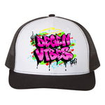 Pure Degen Vibes Hand Drawn Graffiti Pink - White Snapback Cap